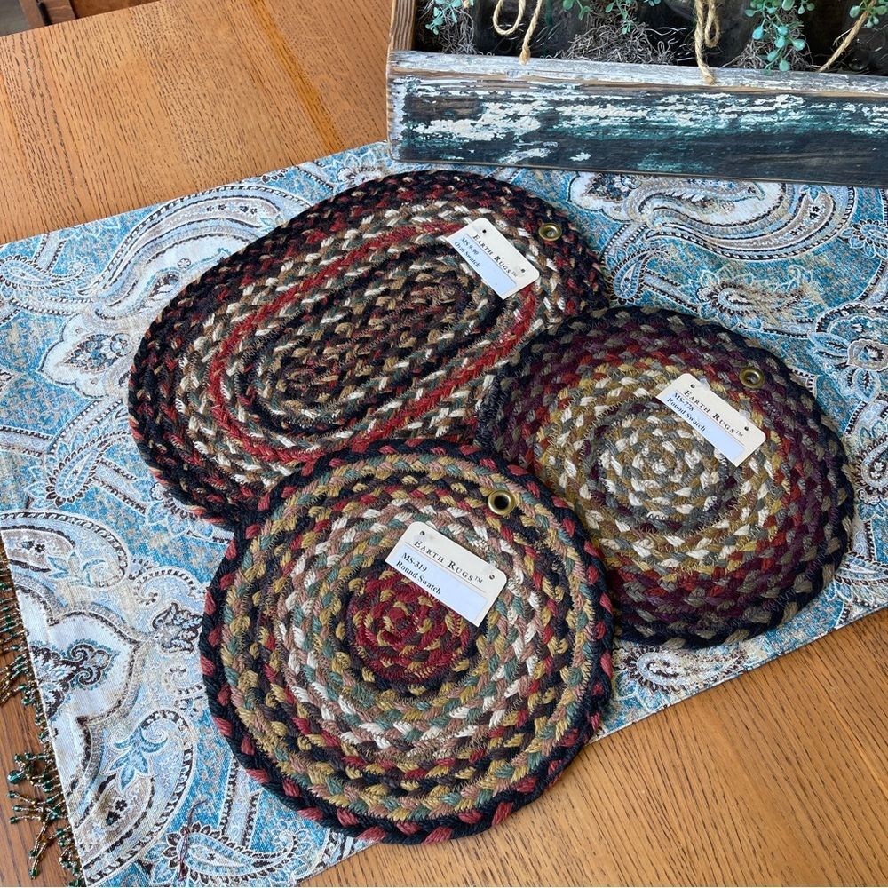 Earth Rugs Braided Jute 3pc Trivet Wall Hanging Set Red Earth NWT